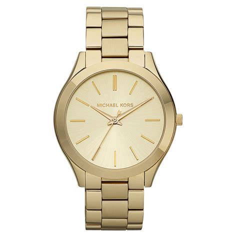 michael kors slim runway gold tone and leather wrap watch|Michael Kors runway chronograph.